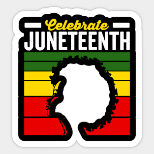 Celebrate Juneteenth Afro Woman Retro Juneteenth Sticker